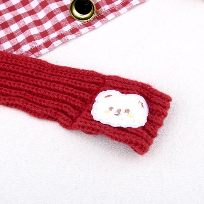 Cat Dog Christmas Knitted Scarf Pet Holiday Accessories for Dogs Cats Neck Warmer Dog Festival Outfit Decor Warm Cat Winter Bandana Puppy Neckerchief Pet Costumes for Dogs Cats Xmas Clothes Apparel