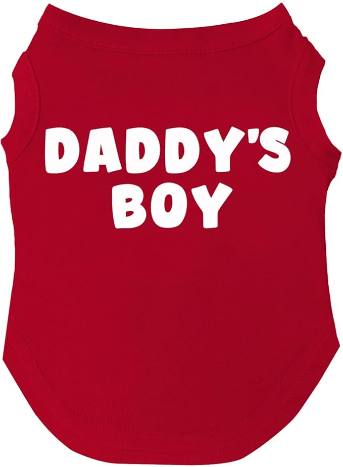 Daddy's Boy Father's Day Dog Tee Shirt | Sleeveless | Sizes for Puppies, Toys and Large Breeds (Red, X-Small 943)