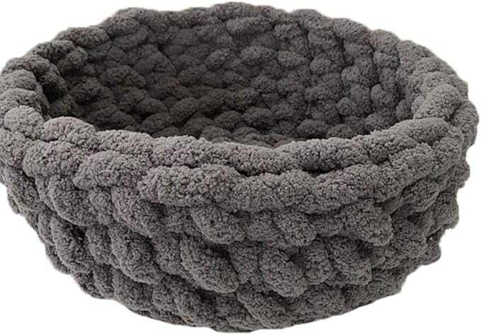 Chunky Cat Bed,Chenille Yarn Knit Cat Bed,Pet Bed,Diameter 14" Chunky Cat House,Bulky Vegan Yarn Cat Bed,Cat Furniture Cat Cave,Cat Bedding