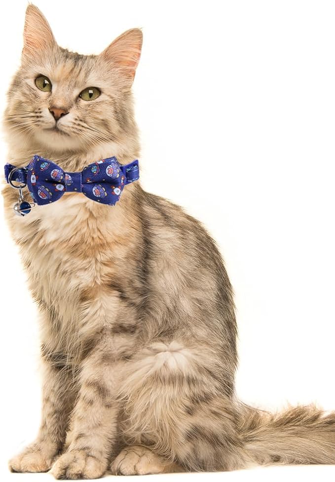 Cat Collar Breakaway with Cute Bow Tie and Bell Accessories for Kitty Adjustable Safety