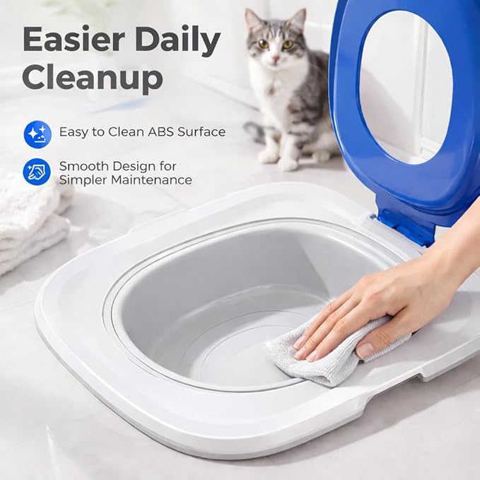 Reusable Cat Toilet Training System,Cat Toilet Trainer with 5 Removable Training Components,Easy Clean ABS Cat Training Seat with Stable Outer Frame,Fits Most Standard Toilet Seats,Gray