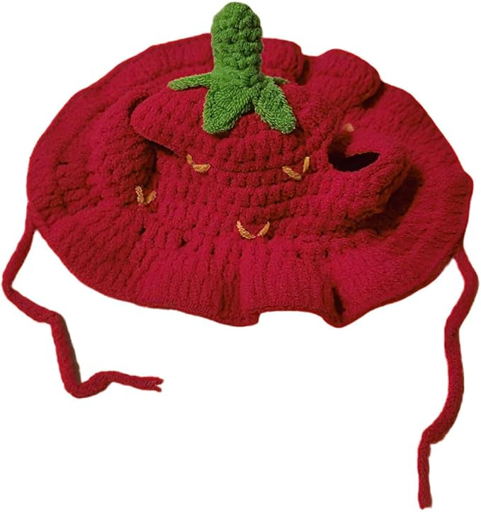 Cat Party Hat for Cats (7 Styles | Strawberry) – Cute Holiday & Photo Outfit with Ear Holes and Adjustable Tie – Soft & Washable Cat Costume for Parties