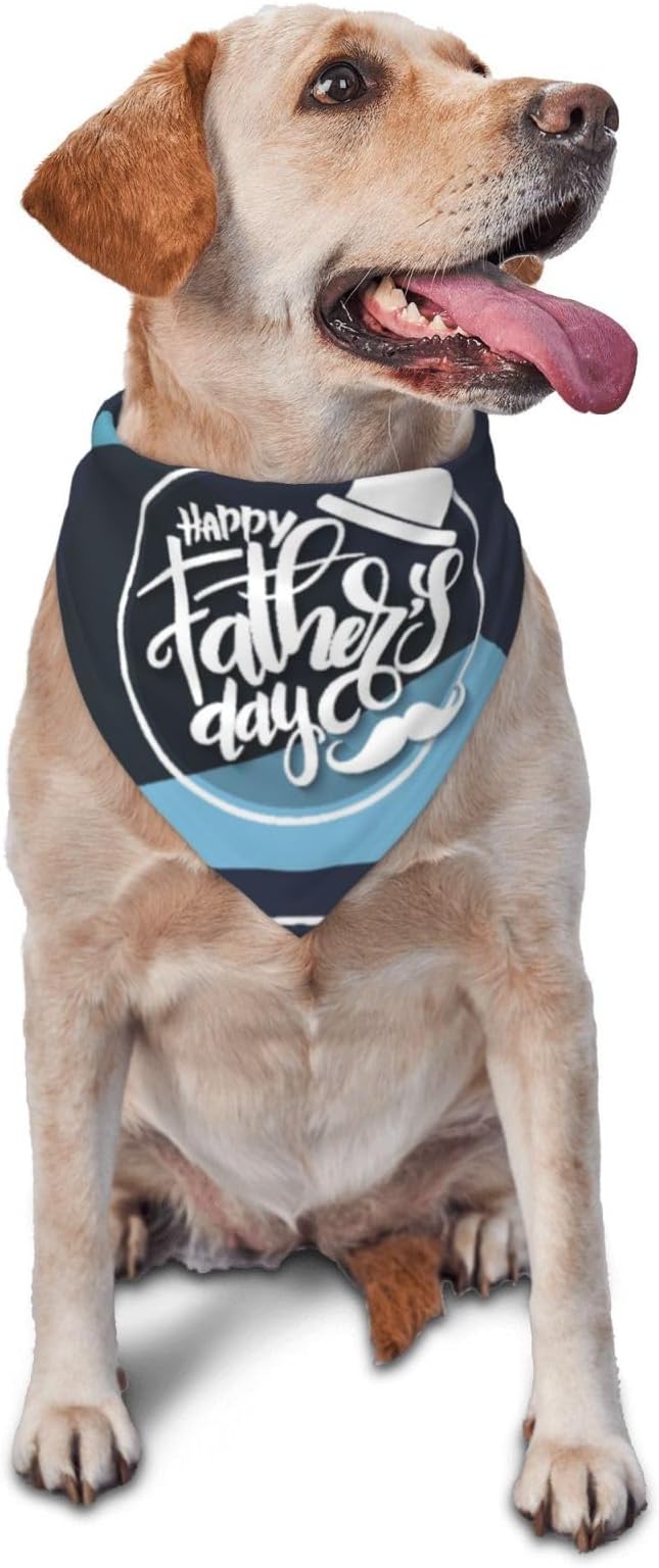 Happy Father's Day Dog Bandana Adjustable Reversible Triangle Dog Scarf Scarves Pet Bibs Costume Accessory Decor for Cats