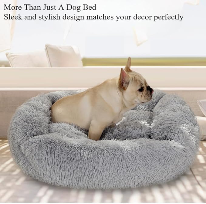 Donut Dog & Cat Bed - Soft Plush Self-Warming Cave for Cats & Small to Medium Dogs | Calming Cuddler with Improved Sleep & Comfort(Green,17.72X5.91X13.78 in)