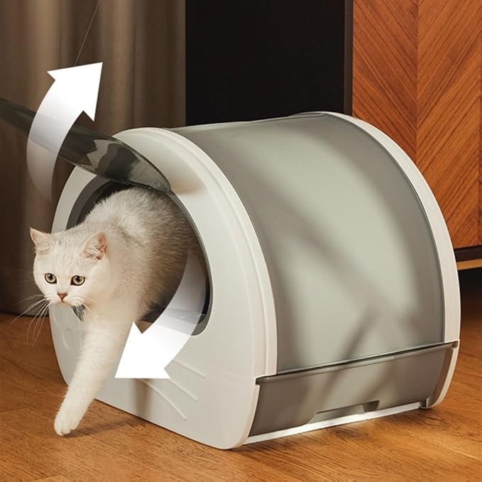 Pet Supplies, Enclosed Cat Litter Box Large, Splash-Proof Control with Scoop & Drawer(Blue)