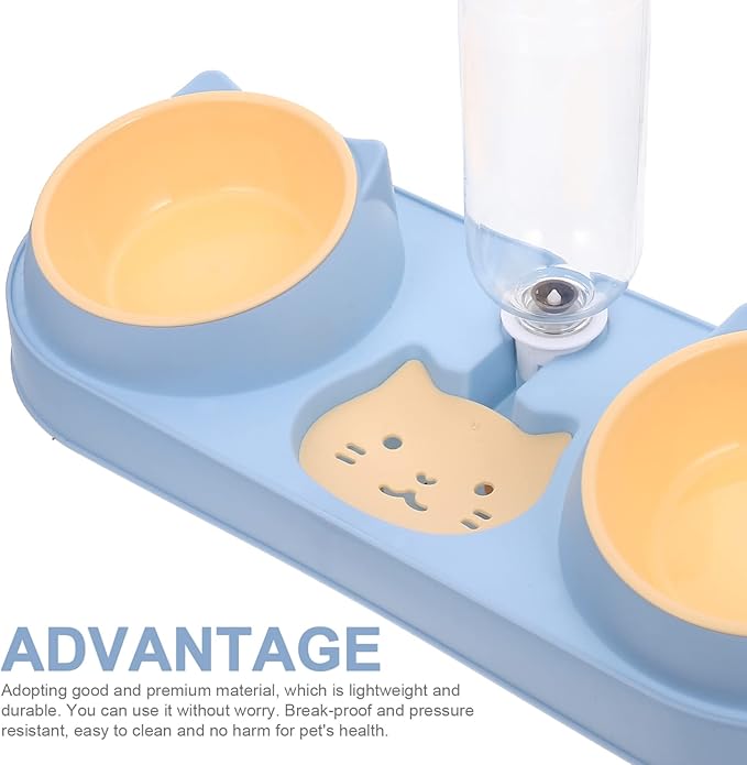 Abaodam Double-Bowl Pet Feeder Dog Food Dispenser Raised Cat Dog Bowl Pet Feeding
