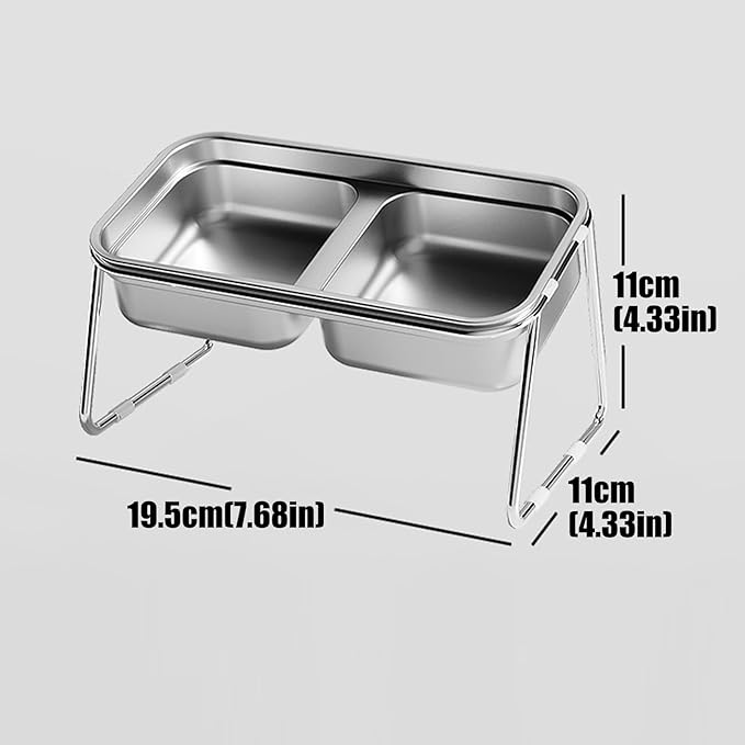 Elevated Cats Bowls Feeders Rustless Steel Bowl Stand with Weighted Base Feeding & Watering Pet Supply Spill Elevated Cats Feeders