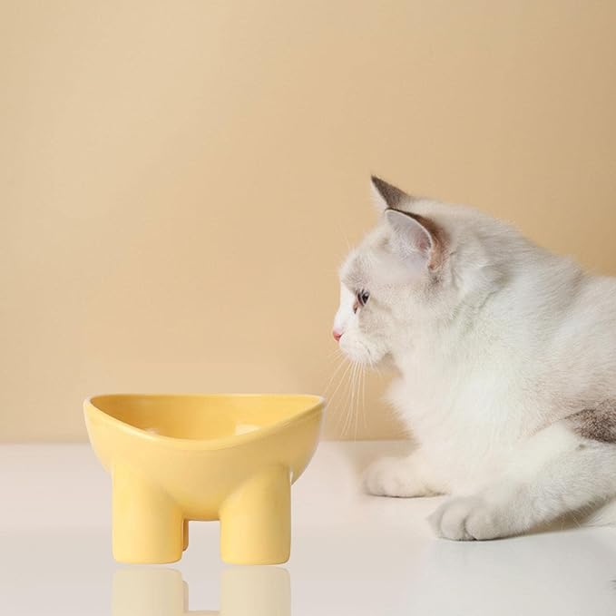 Cat Food Bowl, Cat Bowl, Hassle Food Bowl, Non Bowl for Food and Water, Yellow