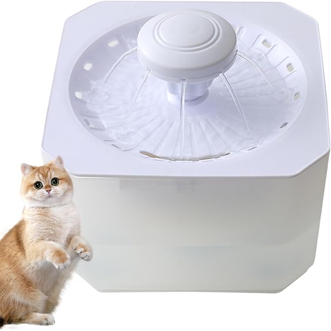 Cat Water Fountain | 2500ml Large Capacity USB Rechargeable Pet Accessories - Pet Water Fountain - for Puppy Animal Travel Crate House Outside Feeding Tipping Night Hot Day Offices Indoor Home