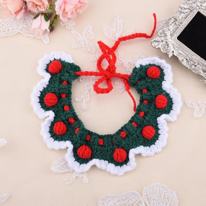 Christmas Cat Collar Accessories Outfit Small Dogs Bib for Drool Eating Cats Birthday Bib Gifts for Cats Costume Saliva Towel Holiday Cat Bandana Collar Scarf Dog Bibs for Small Dog Neck Scarf Knitted