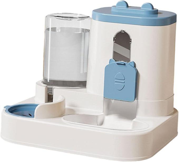 Automatic Pet Feeder and Waterer, 2-in-1 Food and Water Dispenser for Cats, Kittens, Small Medium Dogs, Blue