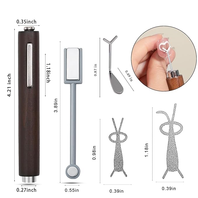 WOKOTO 2 PCS Cat Eye Magnet for Nails, Heart & Rabbit Shape Magnetic Effect Stencil, 3 In 1 Cylindrical And Double-Head Nail Magnets For Nail Art Magnetic Sticks, DIY Manicure Heart Rabbit Magnet Nail
