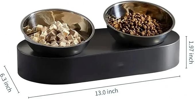 Stainless Steel Pet Adjustable Feeding Bowl Double Feeder Bowls Cat Dog
