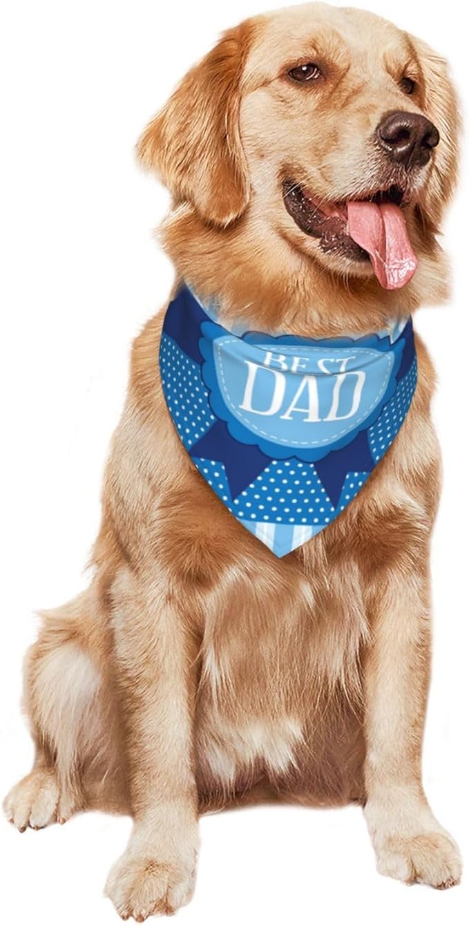 Happy Father's Day Dog Bandana Adjustable Reversible Triangle Dog Scarf Scarves Pet Bibs Costume Accessory Decor for Cats