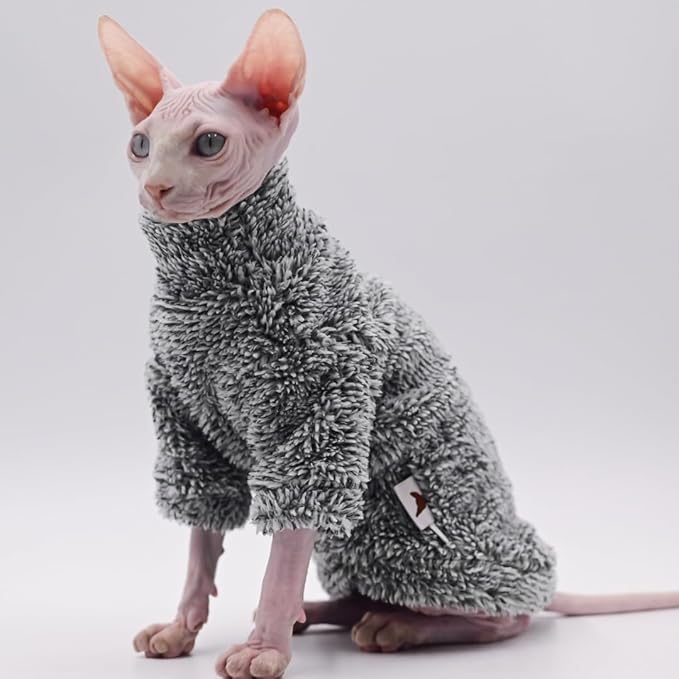 Hairless Cat Clothes Fleece Soft Warm Winter cat Clothes for Sphynx Cats, Devon Rex Cats, Konis Cats (Small)