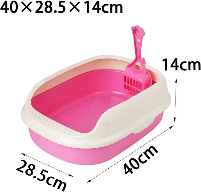 High-Sided Anti-Splash Cat Litter Box Open Top Kitty Litter Pan Pet Sand Tray for Indoor Cats- red