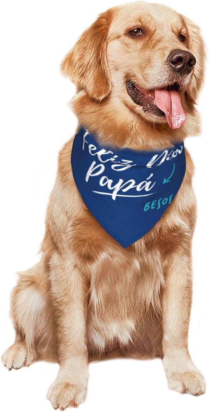 Happy Father's Day Dog Bandana Adjustable Reversible Triangle Dog Scarf Scarves Pet Bibs Costume Accessory Decor for Cats