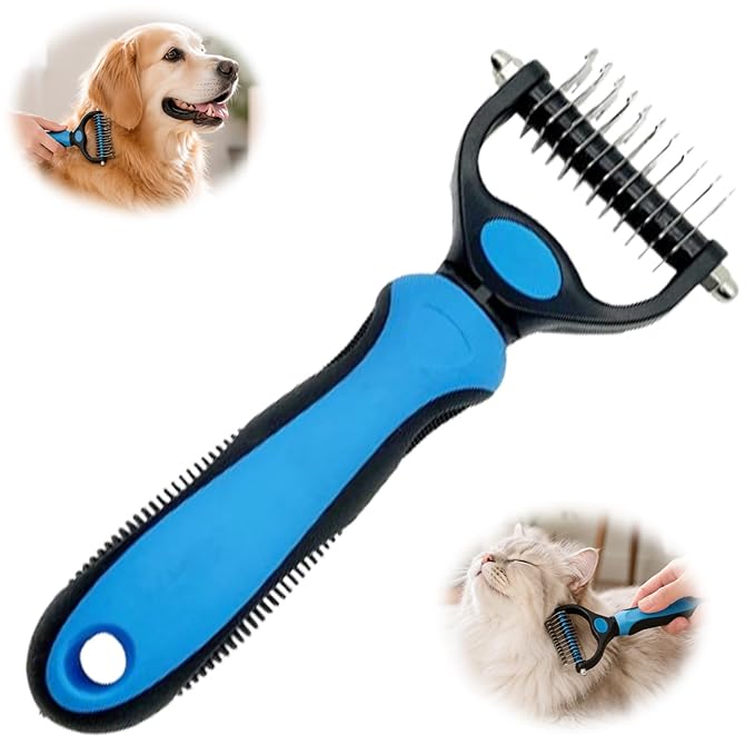 Vivanchor Pet Pro, Dual-Sided Pet Pro Grooming Tool, Cat Brush Rake and Long Haired Dog Brushes, Pets Knotter Dogs and Cats for Grooming Hair Pets Tools (Blue A, 1PCS)