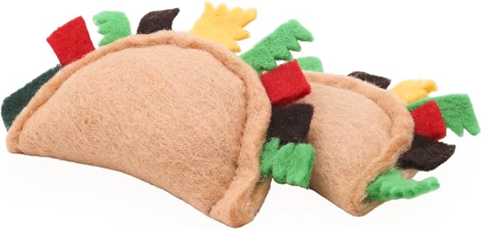 Glaciart One Felt Taco Cat Toys with Catnip | 2 Pcs Cute Cat Toy for Interaction & Boredom Relief, Encourages to Exercise, Explore & Play | Filled w/Organic Catnip to Help Sooth or Reduce Anxiety