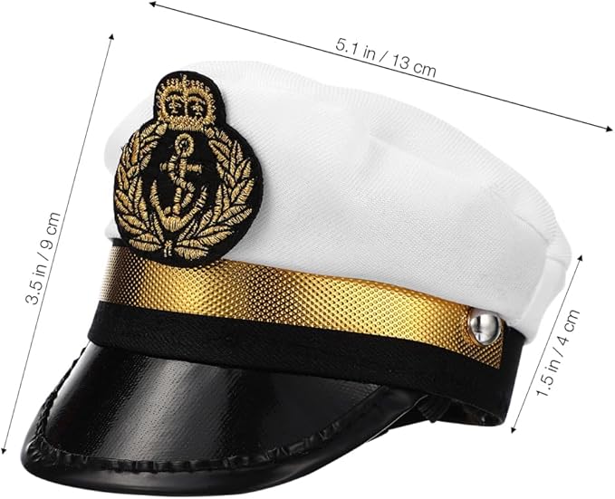 Alasum Pet Captain Hat Headpiece for Cats and Small Dogs Adjustable Polyester Costume Accessory for Parties Photo Props 5.11X3.54X3.54In