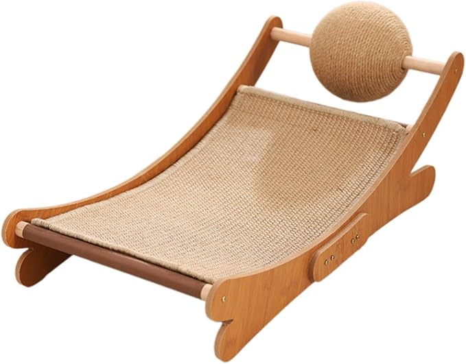 Cat Scratcher Bed for Indoor Cats Mini Beach Chair with Scratching Ball - Sturdy Furniture Pet Bed for Small Animals & Kittens- Sisal