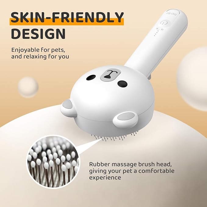 Pecait Cat Steam Brush, Self Cleaning Pet Spray Hair Removal Comb with Release Button, 3 in 1 Cat Brush for Indoor Cats for Shedding, Waterproof Pet Grooming Brushes for Long Short Haired Dogs Cats