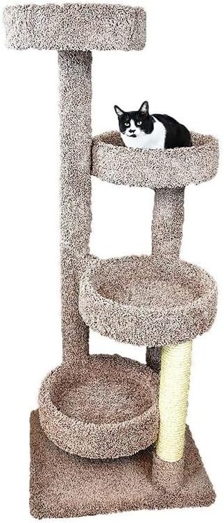 HomeStock Cat Tower Large Multi-LevelCarpeted Cat Tree with Scratching PostsCat Furniture for Indoor Cats Brown/Taupe