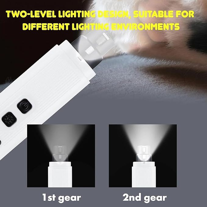 Cat Nail, Nail Trimmer, Dog Nail Grinder, Safe Cut Cat Nail Trimmer, Two Adjustable with 360° Grinding Settings, for All Cats ＆Dogs (White)