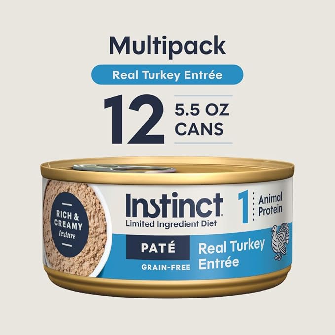 Instinct Limited Ingredient Diet, Natural Wet Cat Food, Grain Free Recipe - Real Turkey, 5.5 Ounce (Pack of 12)