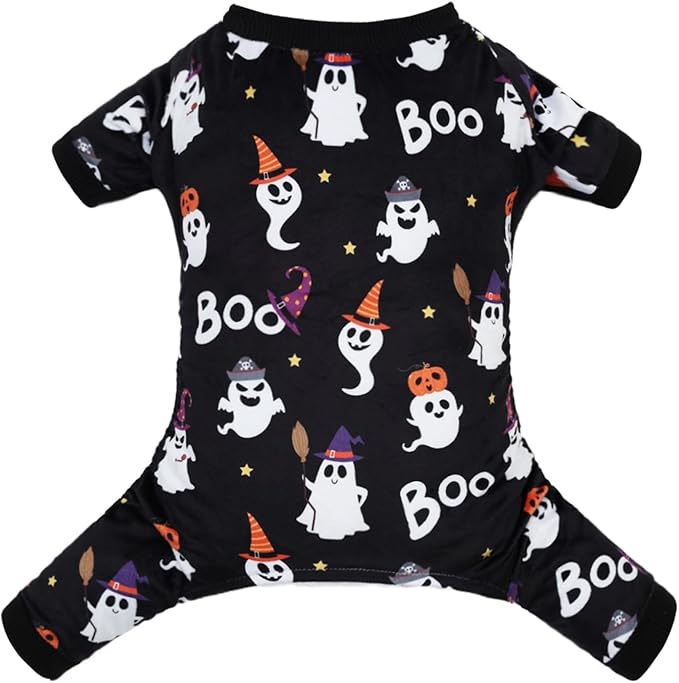 CuteBone Fleece Dog Halloween Pajamas Clothes Puppy Jammies Pet Apparel Cat Onesie for Chihuahua Yorkie Frenchies P305L