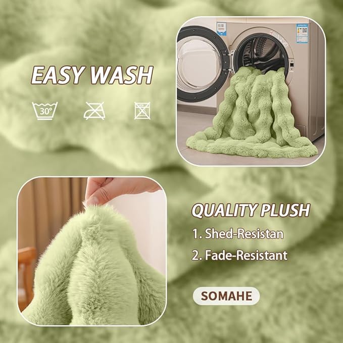 SOMAHE Pet Blanket, Reversible Sherpa & Bubble Fleece Pet Throw, Ultra-Soft Plush for Cats & Small Dogs, Machine Washable, Anti-Static, Warm & Cozy,28"×22" Inch Green