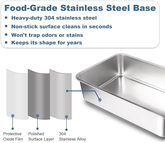 2 Pack Stainless Steel Cat Litter Box with Lid - XL Extra Large Enclosed Metal Litter Pan for Big Cats, High Sided Non-Stick Odor Resistant Anti-Urine Leakage, Easy Clean with Scoop & Mat, Black/White