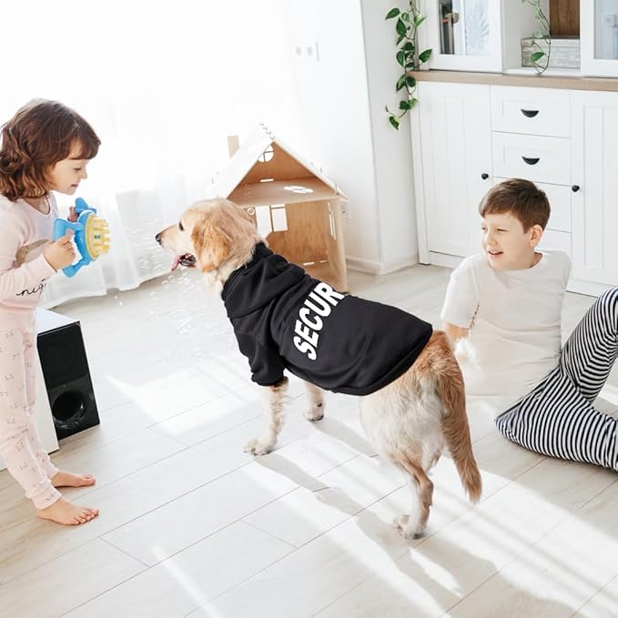Security Dog Hoodie - Soft & Warm Dog Sweater with Leash Hole Design for Dog Cat,Dog Clothes Pullover Hoodies for Christmas, Holidays and Daily Wear (Black (Security), X-Small)