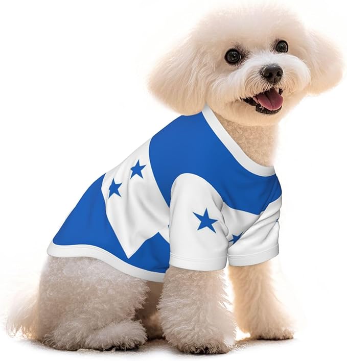 Honduran Flag Dog Shirt Pet Cotton T-Shirt Soft Breathable Dog Clothes Stretchy Puppy Outfit Doggy Tank Top Funny Outdoor Apparel Daily Wear for Small Medium Dogs Cats White Small