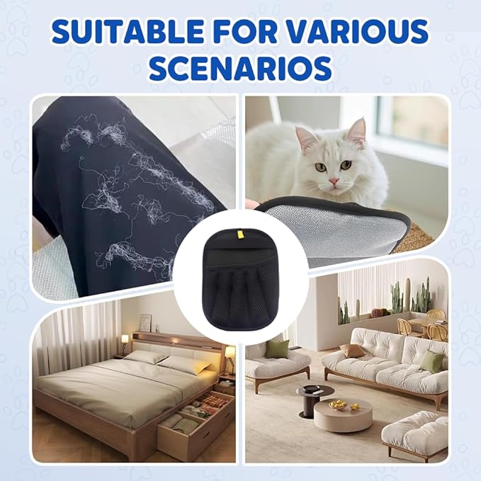 2Pcs Pet Hair Removal Gloves for Cats and Dogs, 2026 New Electrostatic Hair Remover Glove for Cat Dog, Washable Reusable Magic Brush Pet Hair for Couch, Furniture, Laundry (1PCS)