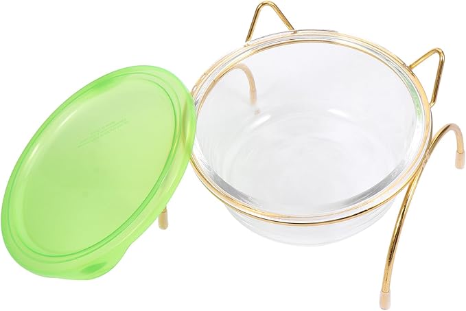 Amosfun Cat Ceramic Bowl Raised Feeder Neck Protection, Tilted Pet Drinking and Eating Bowl Single Iron Stand for Cats, Suitable for Indoor Feeding and Watering