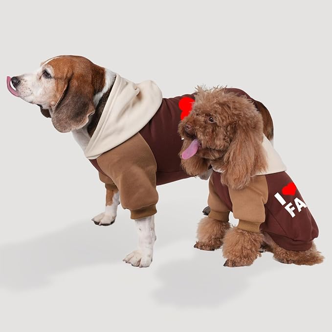 Fashionable Dog Hoodie – Soft & Warm Dog Sweater with Leash Hole,Pet Hooded Sweatshirt for Cats and Dogs with Broad Chests (e.g., French Bulldogs, Pitbulls) (Brown(Family), Large/X-Large)