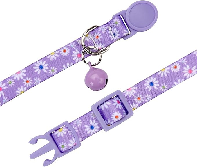 MarukoPet Cat Collar Breakaway with Bells, 3 Pack Girl Boy Pet Cat Collar with Bohemia Floral Tribal Geometric Patterns, Adjustable 7.5-12 Inch, with Safety Buckle for Kitten Cat(Set D)