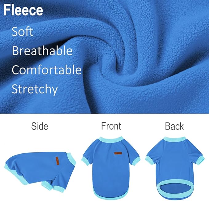 Classic Fleece Dog Sweater – Soft & Warm Stretchy Sweatshirt for Small Dogs & Cats, Cold-Weather Pullover for Everyday Wear (Dark Blue, Medium)
