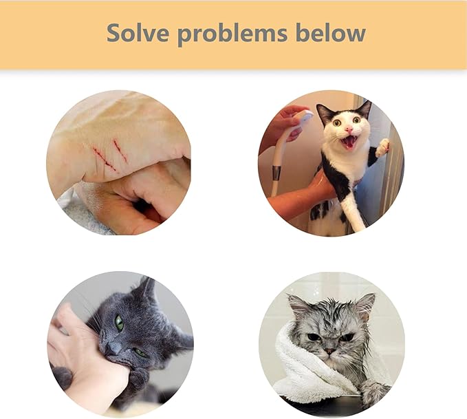 Cat Grooming Wrap - Multifunctional Anti-Bite & Scratch Blanket for Nail Trimming, Medicine, and Injection, Self-Sticking Wrap for Calm & Safe Pet Care (Cute Prints, M-21.7inch Within 6lbs)