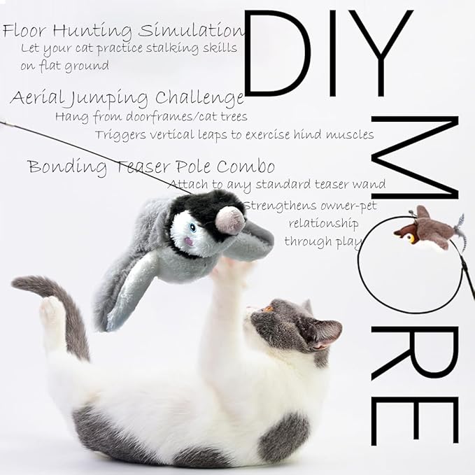 Flapping Chirping Bird Cat Toy(Non-Flying), USB Charging,Touch Activated Plush Toy,Simulates Bird Wing Flapping and Sounds, for Cats,Dogs & Small Pets (Large, Penguin)