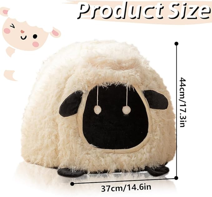 LYFJMUS Mushroom Cat Bed Chocolate Cookie Cat Beds for Indoor Cats Mushroom Cow Shape Cat Cave Bed Cat Tent with Removable & Washable Cushion Pillow Cat House Bed for Cats Small Dogs ﻿ (White Sheep)
