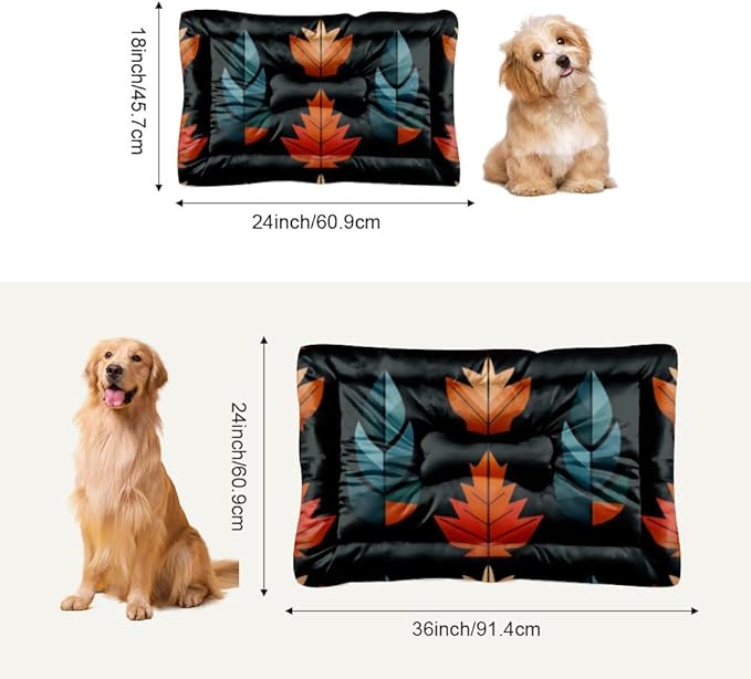 Retro Autumn Pattern Cat Bed Mats Washable Dog Crate Mat Cat and Dog Bed Pet Mat Flat Non- Slip Bottom Furniture for Dogs Multi- Scenario Crate Pad Gift Printed Pads 36× 24 Inch