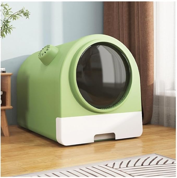 Pet Supplies, Fully Enclosed Cat Litter Box with Scoop, Extra Large Drawer, Non-Sticky & Leak-Proof(Green)