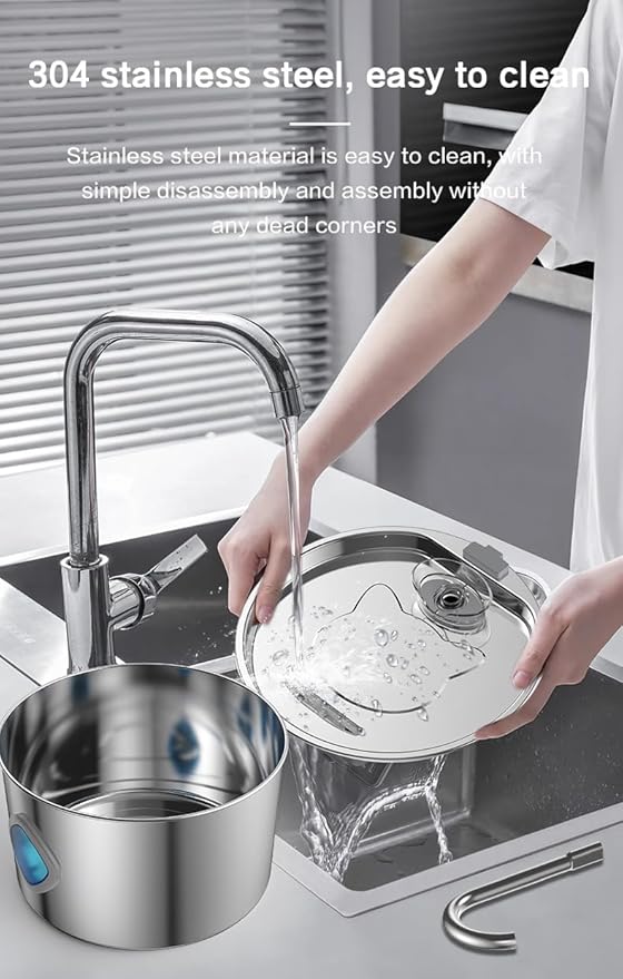 2026 New Dog Water Fountain (3.2L/108OZ), Quadruple Filtration, 304 Stainless Steel Cat/Dog Water Fountain, Super Quiet Smart Automatic Circulating Pet Feeder (1PC+2Filters)