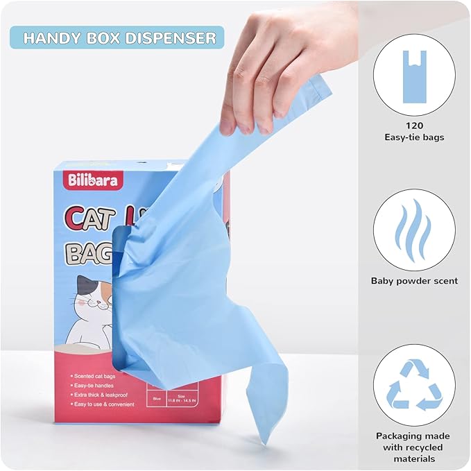 120 Count Disposable Cat Litter Bags and 60 Pack Litter Box Liner Bag Compatible with Cat litter Box 3 and 4