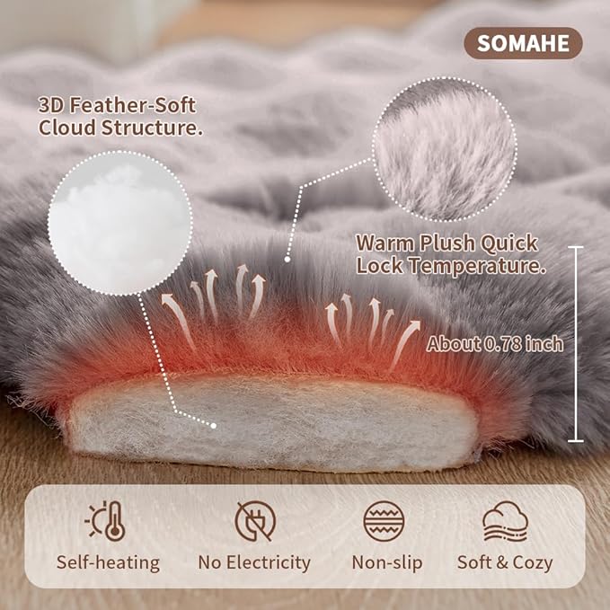 SOMAHE Cat Sleeping Bag for Indoor Cats, Faux Fur Pet Cave Bed & Burrow Nest, Reversible Plush Snuggle Sack, Portable Foldable Mat, Machine Washable, Anti-Static, 21.7"x17.7" Coffee White