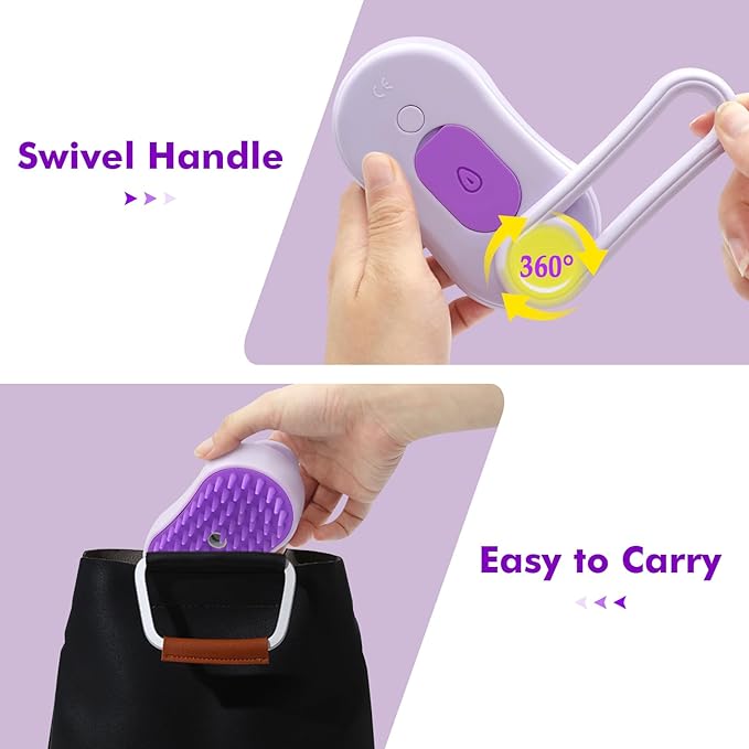Cloud Care Cat Brush, 4-in-1 Self-Cleaning Pet Steam Brush with 360 Rotating Arm for Shedding, Long and Short Hair Cats and Dogs