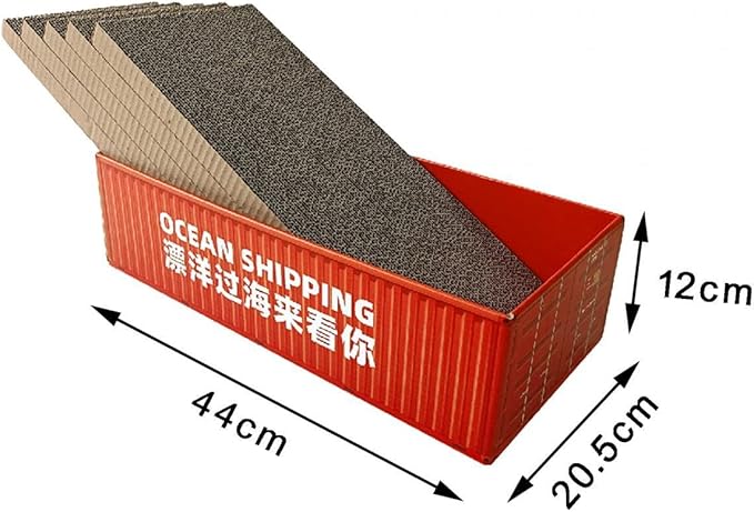 5X Cat Scratchers Cardboard Cat Scratching Corrugated Board Mat Interactive Cat Toy Lounge Couch Bed for Grinding Claws Furniture Protection, Red Box