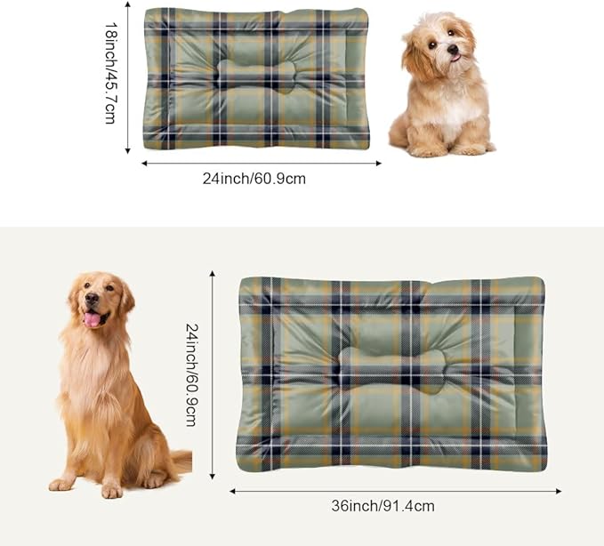 Blue Black Plaid Dog Pet Bed Mat Non Slip Bottom Easy Wash Dog Bed Cozy Soft Travel Mat Furniture for Dogs Printed Cat Gift Thick 24× 18 Inch Indoor Outdoor